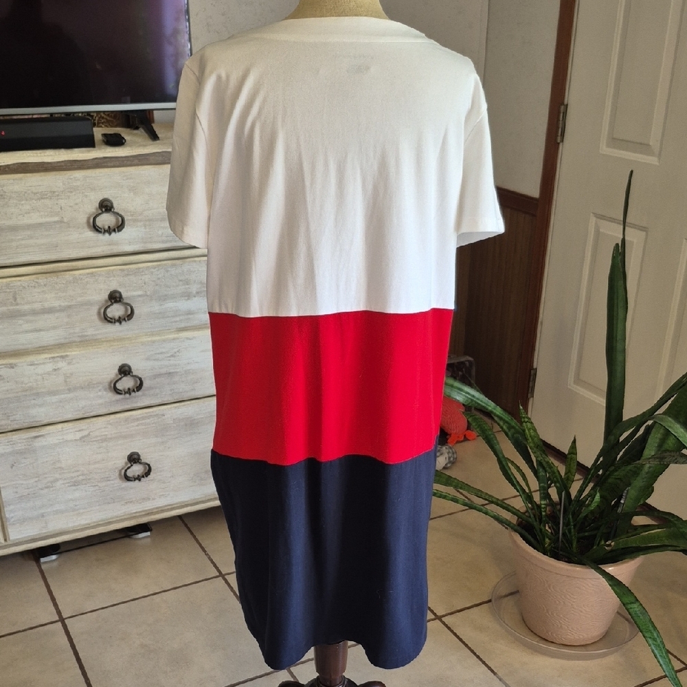 Tommy Hilfiger Colorblock Midi Dress - White, Red, and Blue - Picture 6 of 6